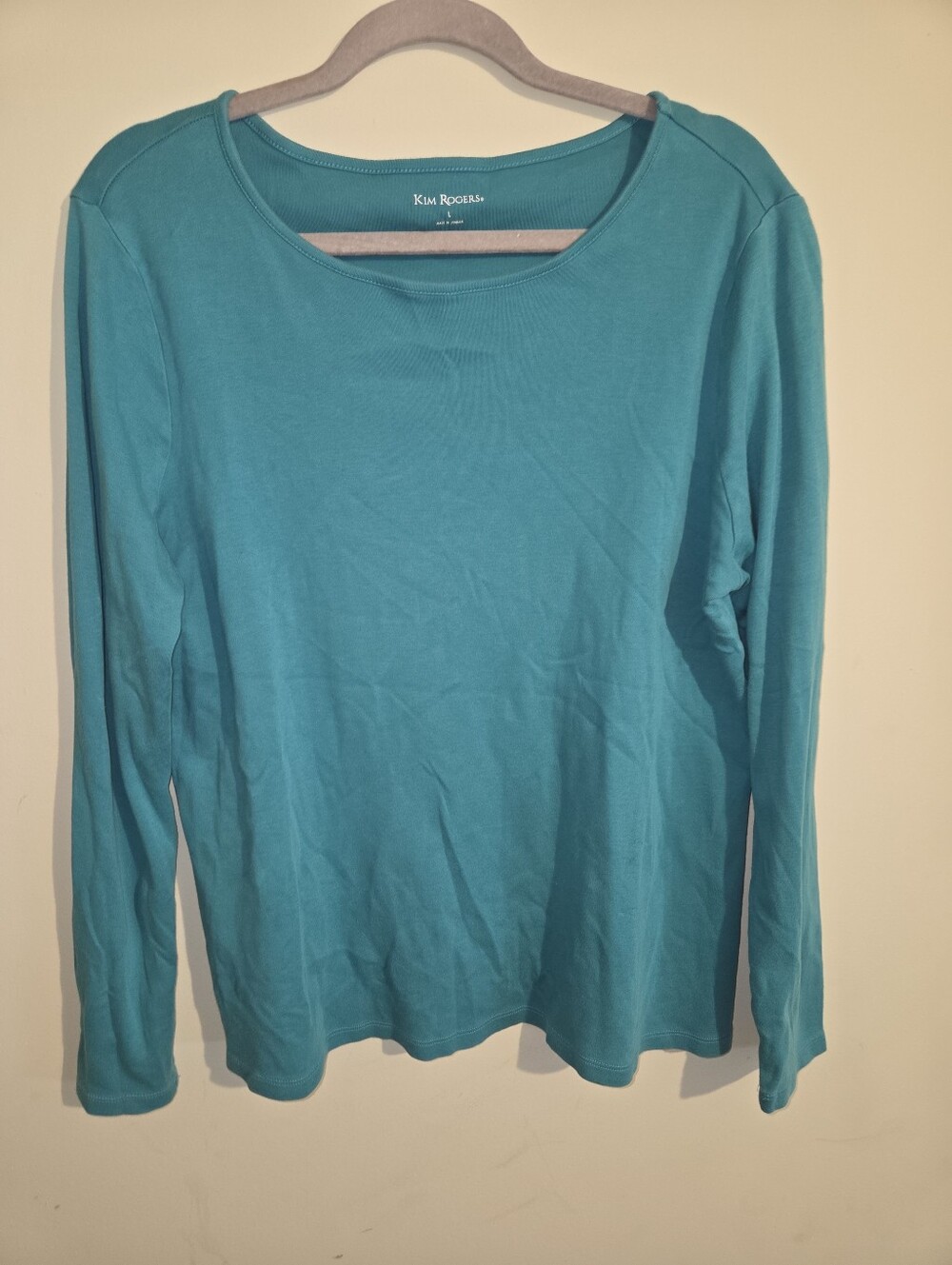 Kim Rogers Teal Long-Sleeve Crewneck Top